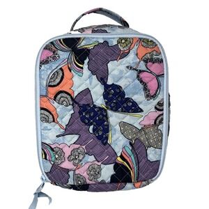 Vera Bradley Lunch Box Butterfly By Insulated Quilted 10x7x4 Zipper EUC Blue
